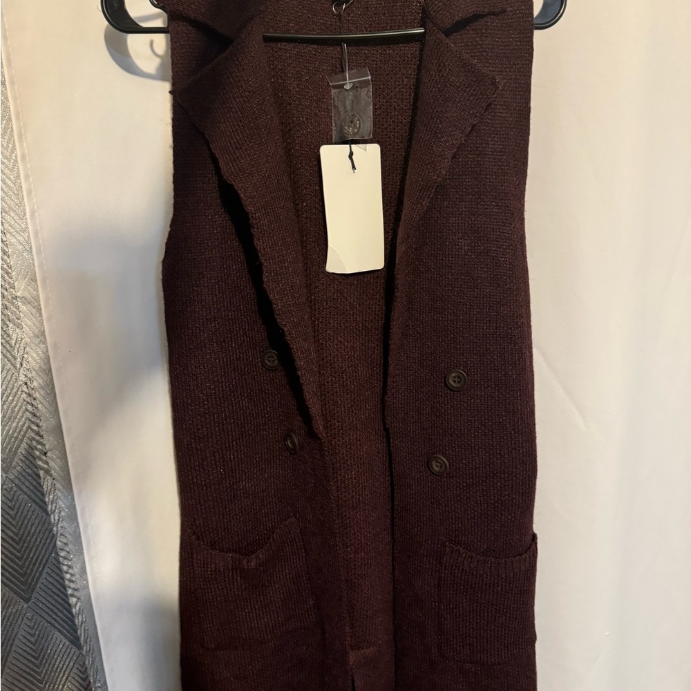 Dark Brown Sleeveless Cardigan Vest
